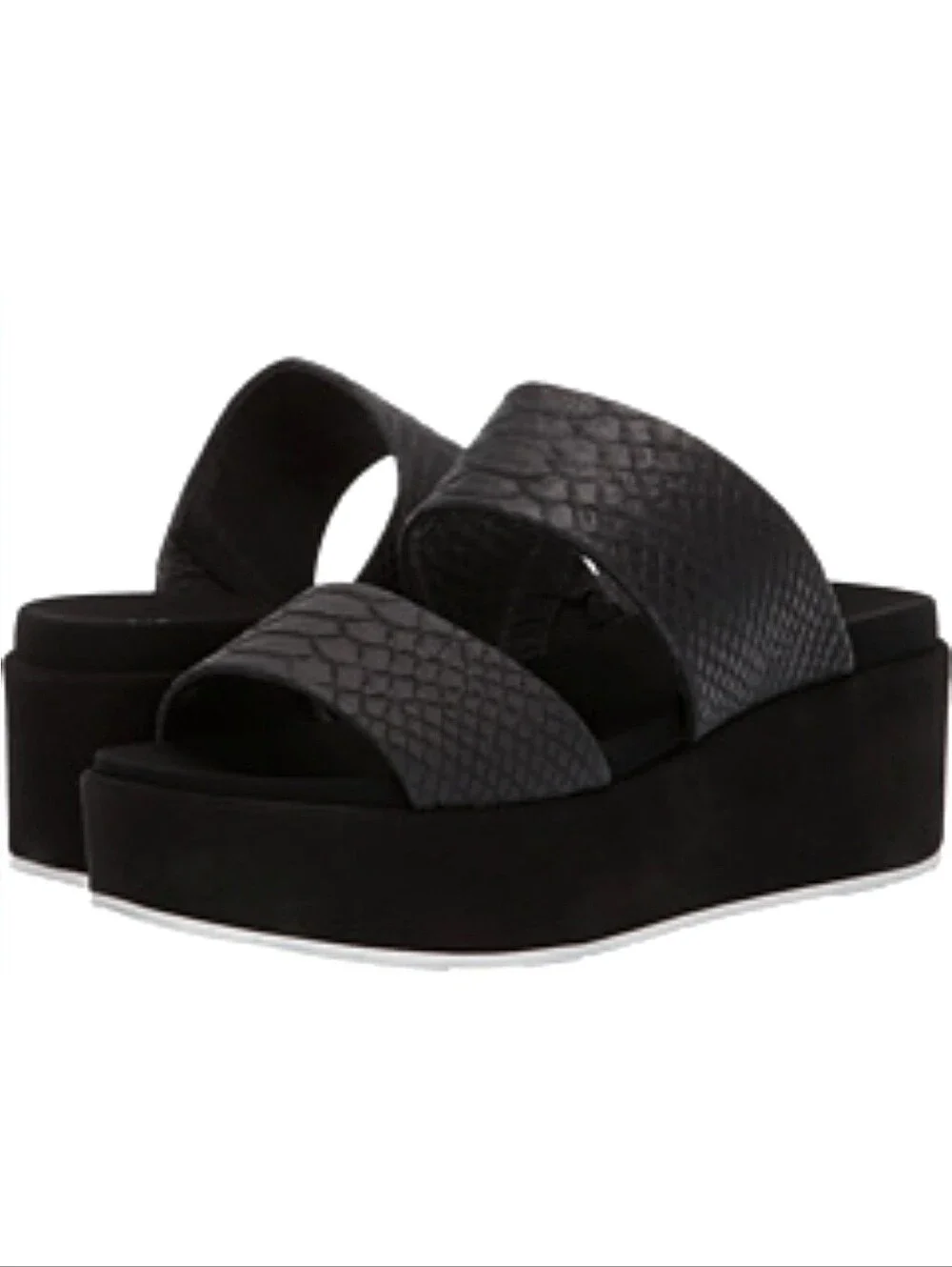 J/Slides Quincy Snake-Embossed Platform Slide Black Size 9 Boho Beach Coastal